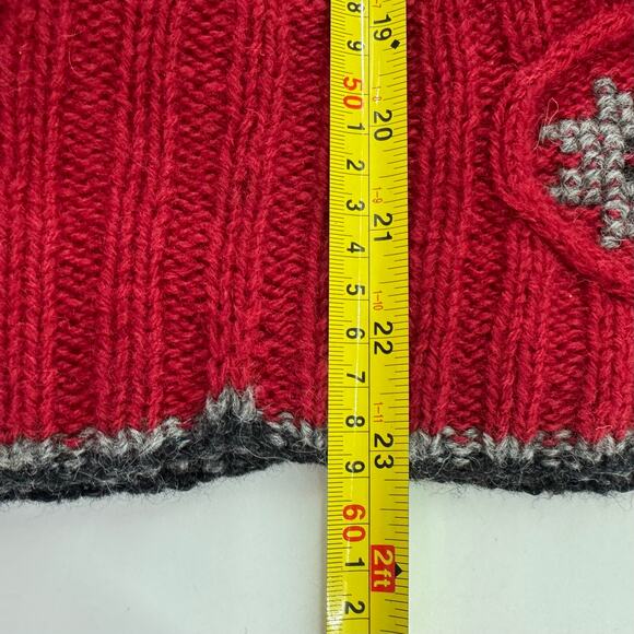 Vintage Woolrich sweater Womens Medium Red Wool Handknit Nordic Retro Fair Isle - Picture 6 of 7